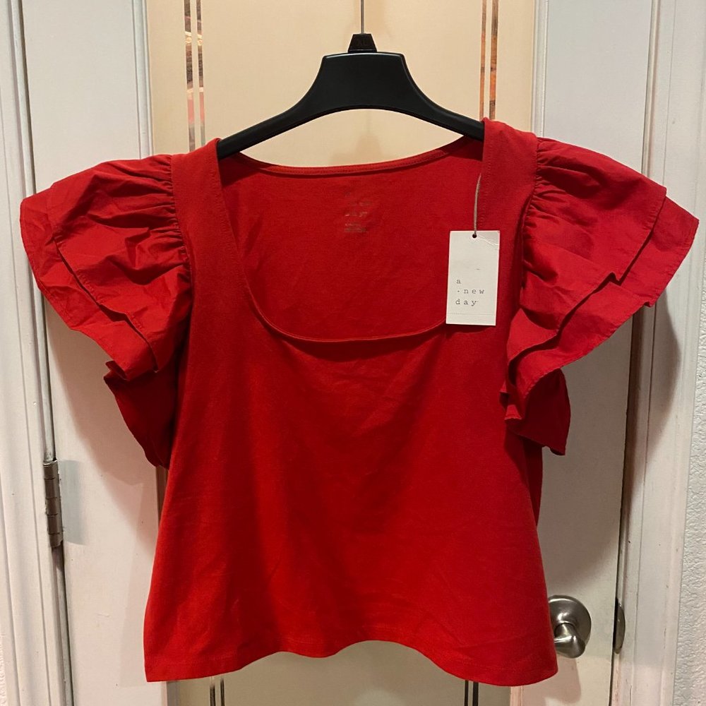 A New Day - Double Ruffle Sleeve, Fun Flirty Shirt, Very Soft & Comfortable